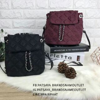 ZARA QUILTED CHAIN BACKPACKแท้💯💯💯 กระเป๋าเป้สะพายวัสดุนิ่มจาก polyester เดินด้ายกระเป๋าแบบตารางสร้างมิติให้กระเป๋า
