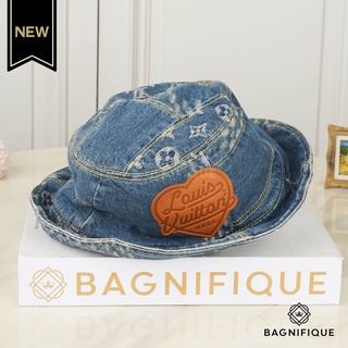 LOUIS NIGO BLUE RECYCLED DENIM MONOGRAM BUCKET HAT