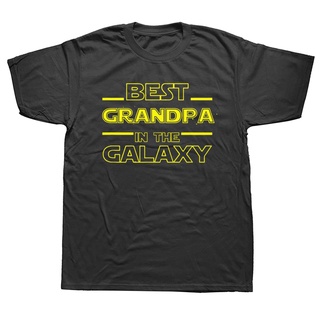 เสื้อยืดผ้าฝ้ายพรีเมี่ยม เสื้อยืดแขนสั้น ผ้าฝ้าย พิมพ์ลายกราฟฟิคตลก Best Grandpa In The Galaxy สไตล์สตรีท สําหรับผู้ชาย