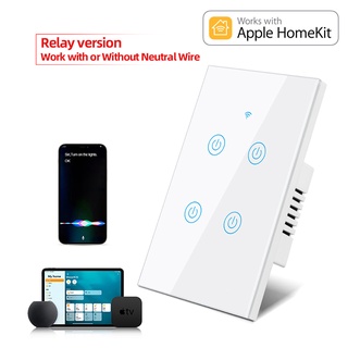 Us Homekit สวิตช์กุญแจอัจฉริยะ WiFi ควบคุม Siri 1 2 3 4 Gang โหมดคู่ ไม่เป็นกลาง และเป็นกลาง