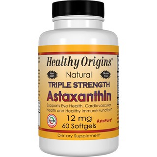 Healthy Origins, Natural Triple Strength Astaxanthin, 12 mg, 60 Softgels