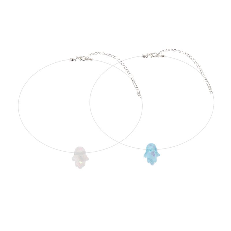 FLY Fashion Clavicle Chain สายตกปลา Choker Hamsa Hand Opals จี้สร้อยคอ