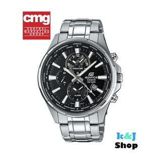 Casio Edifice นาฬิกาข้อมือผู้ชาย หน้าปัดคู่เวลาโลก สายแสตนเลส รุ่น EFR-304D-1A