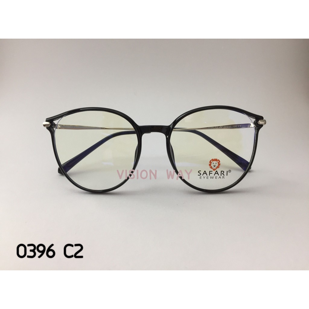 ใหม่!  กรอบแว่นตา SAFARI รุ่น Light&amp;Comfort 0396 -C2 กลมดำ-ขาแว่นสีเงิน