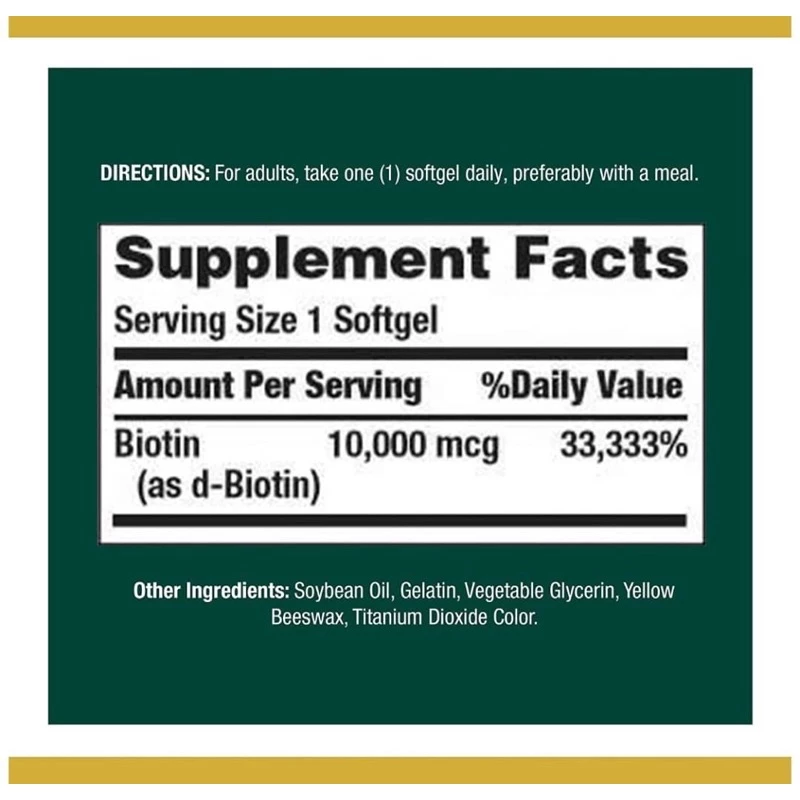 Nature's Bounty Biotin 10,000 mcg 120 Softgels thumbnail 6
