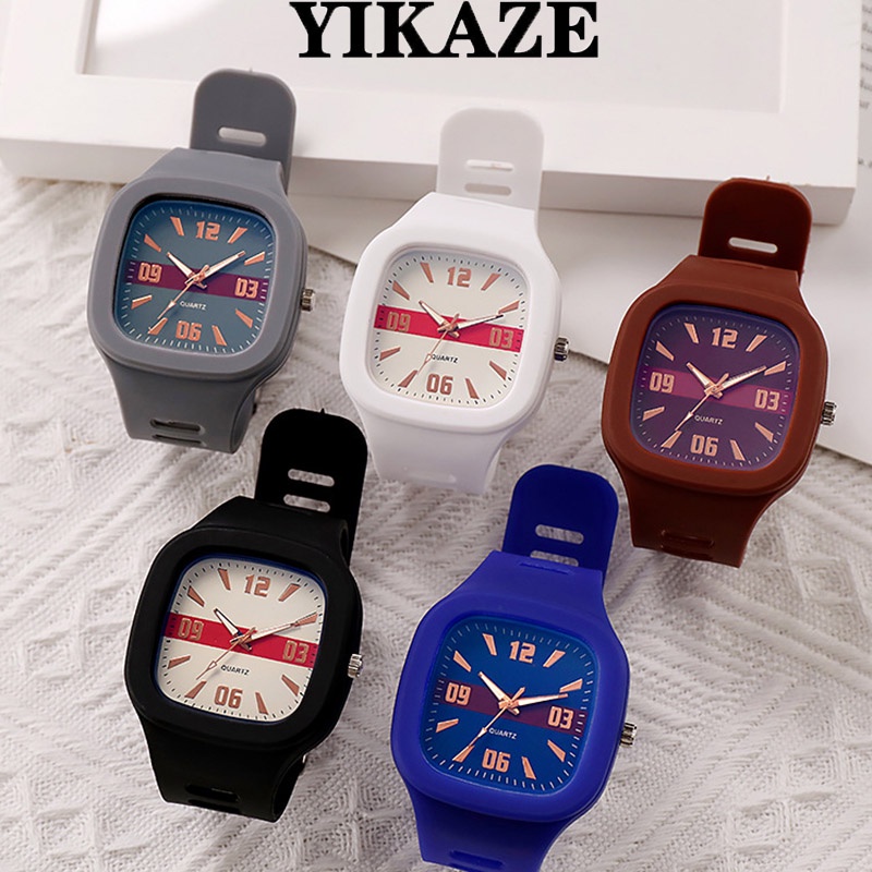 [YIKAZE] 2022 ใหม่นาฬิกาผู้หญิง Big Square นาฬิกาควอตซ์ยูนิคอร์น ins แฟชั่นถอดสายซิลิโคนนาฬิกาข้อมือกันน้ํานักเรียน Jam Tangan perempuan