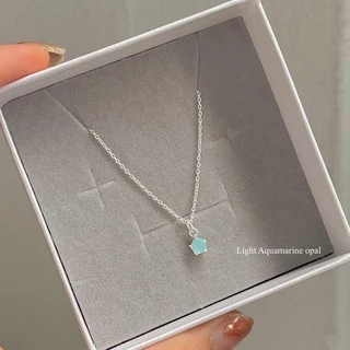 SissyJewelry // สร้อยคอเงินแท้ รุ่น single gem mini chain necklace (พลอยกลม4mm) 🎁Free gift box🎁