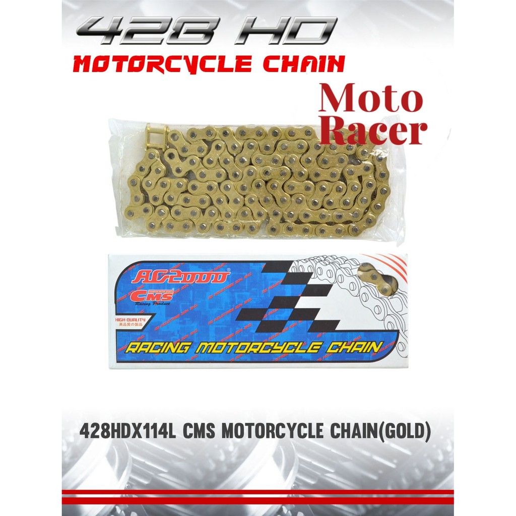 [CMS] MOTORCYCLE CHAIN GOLD COLOUR 428 HD HEAVY DUTY (114L/ 122L/ 132L)