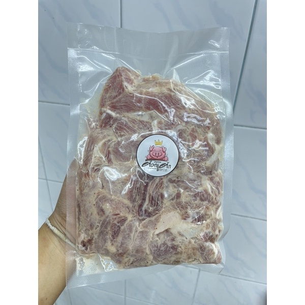 หมูหมักทอดน้ำปลา500g ราคาถูก หมูทอดต๊อกแต๊กปรุงสำเร็จ