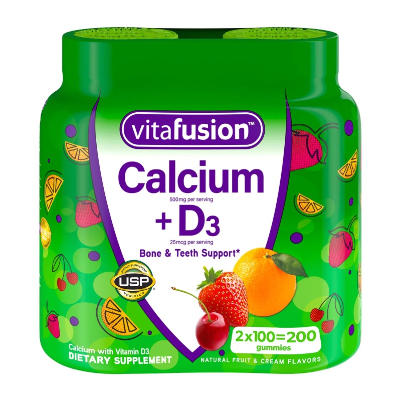 Vitafusion Calcium+D3 Gummy Adult Woman Man สหรัฐอเมริกา ต้นฉบับ แคลเซียม+D3 เหนียว ผผู้หญิง ชาย