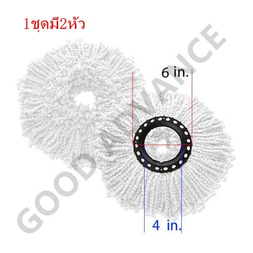 อะไหล่ผ้าม็อบ ไม้ถูพื้น 360องศา 2 ชิ้น