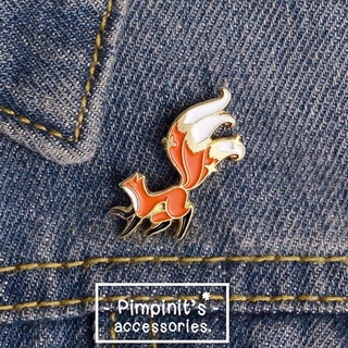 🇹🇭 พร้อมส่ง : 🦊 เข็มกลัดลายสุนัขจิ้งจอกสามหาง | Three Tails Fox Enamel Brooch Pin.