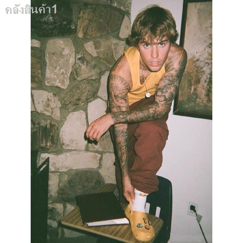 รองเท้าแตะเด็กผู้หญิงโต✚▨รองเท้าแตะ crocs x drew by Justin Bieber