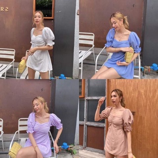 เดรสแขนตุ๊กตา จีบอก สม๊อกหลัง เว้าหลัง เข้ารูปสุดๆ เอาไหล่ขึ้น หรือลงได้หมด
