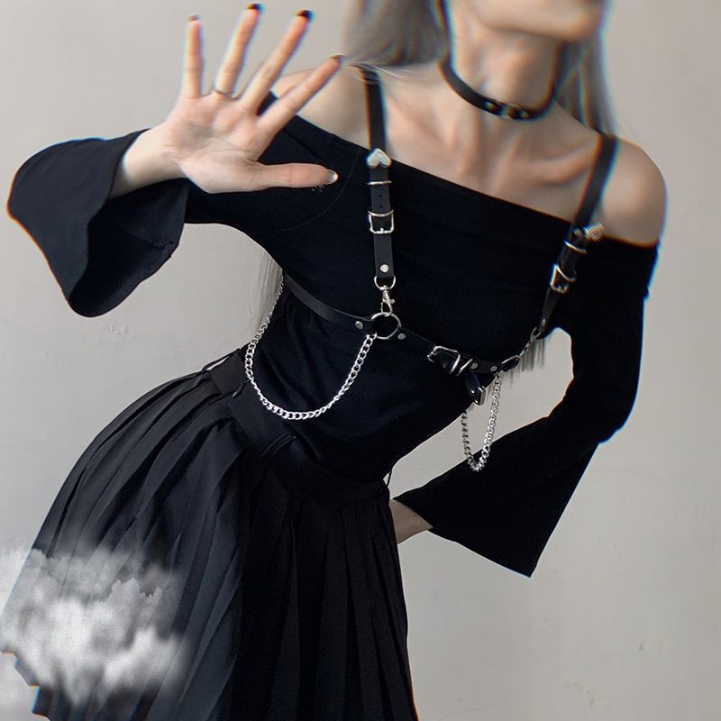 🔥สินค้าพร้อมส่งในไทย🔥เซ็มเข็มขัดE-girlสายคาดอก