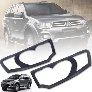 ครอบไฟหน้า กันรอยไฟหน้า รุ่น มิตซูบิชิ ปาเจโร่ สปอร์ต MITSUBISHI PAJERO SPORT ปี 2009 - 2014 สีดำด้าน 2 ชิ้น