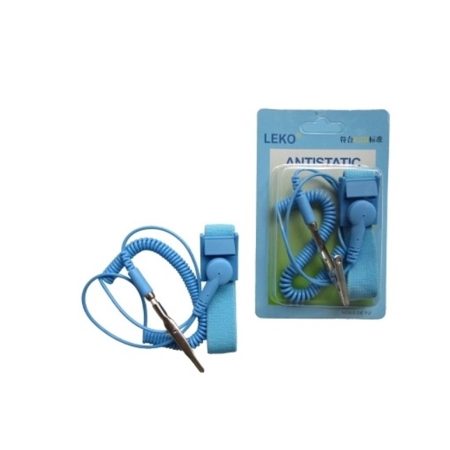 LEKO PVC anti-static wrist strap สายรัดกันไฟฟ้าสถิตย์แบบมีสาย 1.8 เมตร