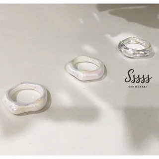 Ringset 12 : White Pearl and Clear Ringset ( 3 Rings)