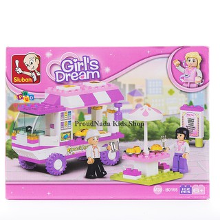 ProudNada Toys ของเล่นชุดตัวต่อเลโก้รถร้านค้า Sluban Girls Dream 102 PCS B0155