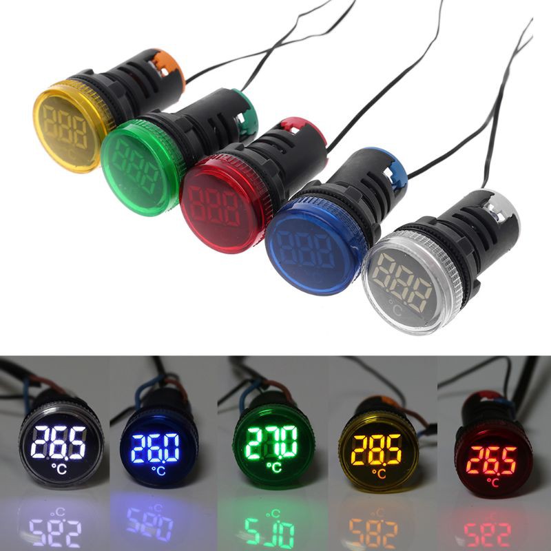 22 มม. ac 50-380 v เทอร์โมมิเตอร์ดิจิตอลมีไฟ led แสดงสถานะอุณหภูมิ - 20-119