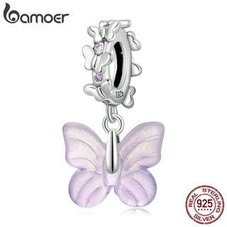 Bamoer 925 silver Glazed butterfly style fashion charm for diy bracelet accessories SCC2087