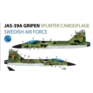 รูปลอกน้ำ DECAL VEHA สเกล 1/48 JAS-39A GRIPEN SPLINTER CAMOUFLAGE SWEDISH AIR FORCE