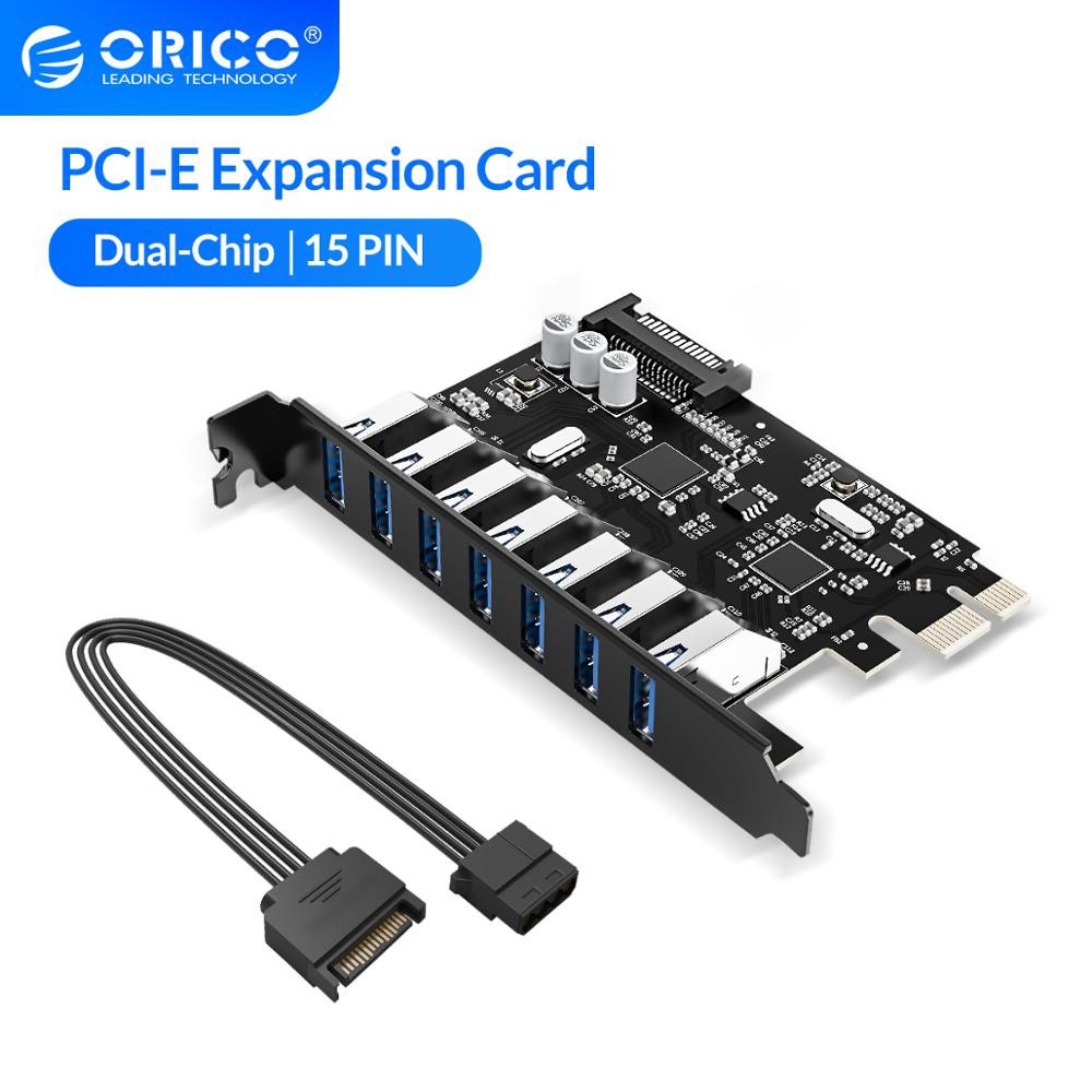 ORICO 5/7 พอร์ต USB3.0 PCI-E การ์ดขยายพร้อมชิปคู่