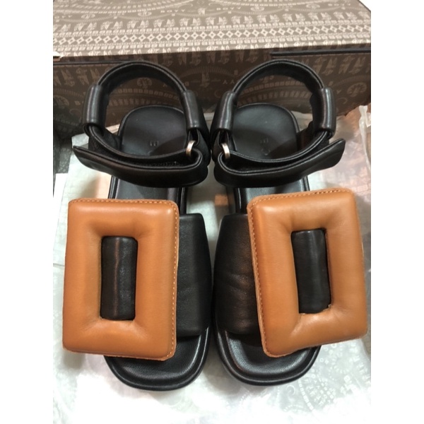 boyy puffy sandal platform ankle strap two tone