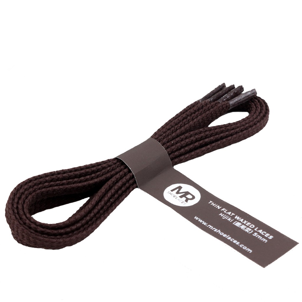 Lilin Mr Shoelaces TH02 Hijiki (สีน้ําตาลเข้ม) เชือกผูกรองเท้าแว็กซ์แบนบาง 3-4mm (Waxed Laces) 50cm 80cm 120cm 150cm สีน้ําตาล