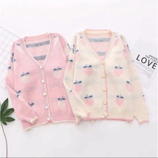 [พร้อมส่ง] เสื้อคลุมกันหนาว ไหมพรม Peach