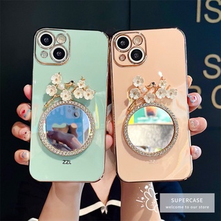 เคสโทรศัพท์มือถือ TPU นิ่ม ปิดด้านหลัง แบบกระจก ขอบตรง ลายดอกไม้ นกพลัม หรูหรา สําหรับ Infinix Hot 20S 20 5G 11S NFC 11 10S 10i 10 9 8