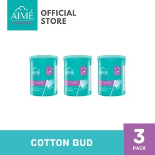 AIME Cotton Bud คอตตอนบัดสายบิวตี้ 100 ก้าน สำลีก้านกระดาษ หัวแน่นนุ่ม ใช้เช็ดหรือเกลี่ยเมคอัพเฉพาะจุด (x 3)