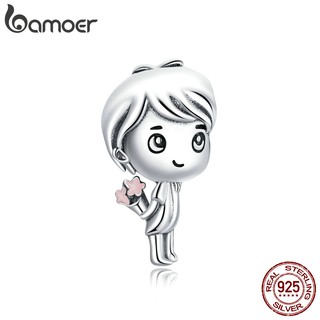 bamoer 925 Sterling Silver Little Girl Boy Original Charm for Original 3mm Bracelet Accessories DIY charm jewelry BSC399