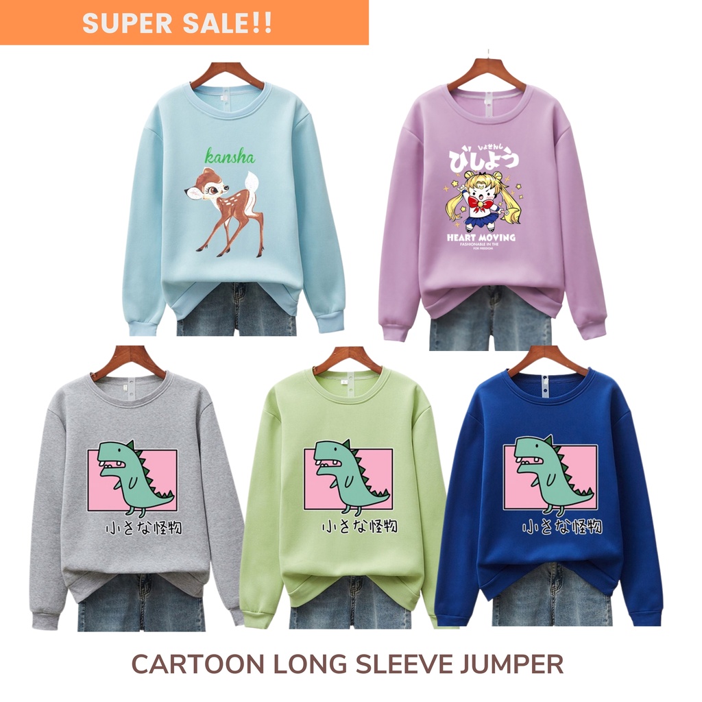 เสื้อยืดแขนยาวผู้หญิงการ์ตูนจัมเปอร์หนา31145