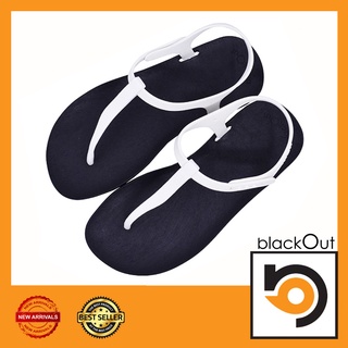 Blackout Flipper Slingblack / แตะหนีบรัดส้นดำ(หูขาว)