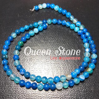 BLUE AGATE อาเกตฟ้า 4 มิล หินเส้นยาว ขายส่ง หินมงคล หินนำโชค