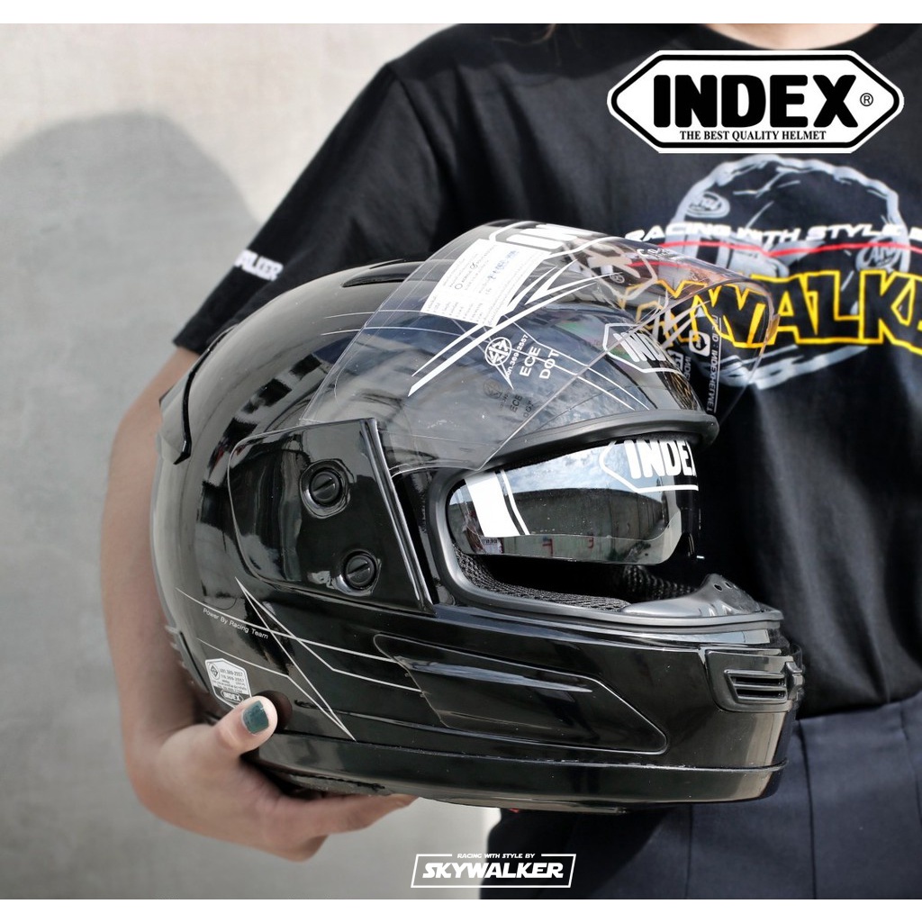 จัดส่ง 2-3 วัน♟✙✐INDEX หมวกกันน๊อคเต็มใบ รุ่น 811 i-shield หน้ากาก 2 ชั้น (สีดำเงา/ดำด้าน/ขาว)