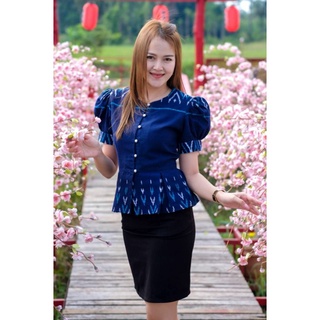 เสื้อใส่ทำงานผ้าฝ้ายลายเปลือกไม้