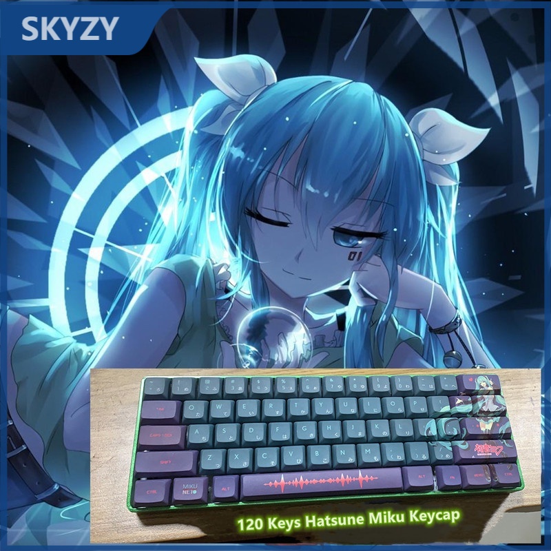 Hatsune Miku keycap XDA Profile อะนิเมะ PBT ห้าด้าน Dye sublimation คีย์บอร์ด keycap 120 keys