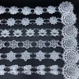 Vintage jewelry เครืองประดับโบราณเข็มขัดดอกไม้อีสานชุดล้านนาไทหัวเข็มขัด สีเงิน thai belts