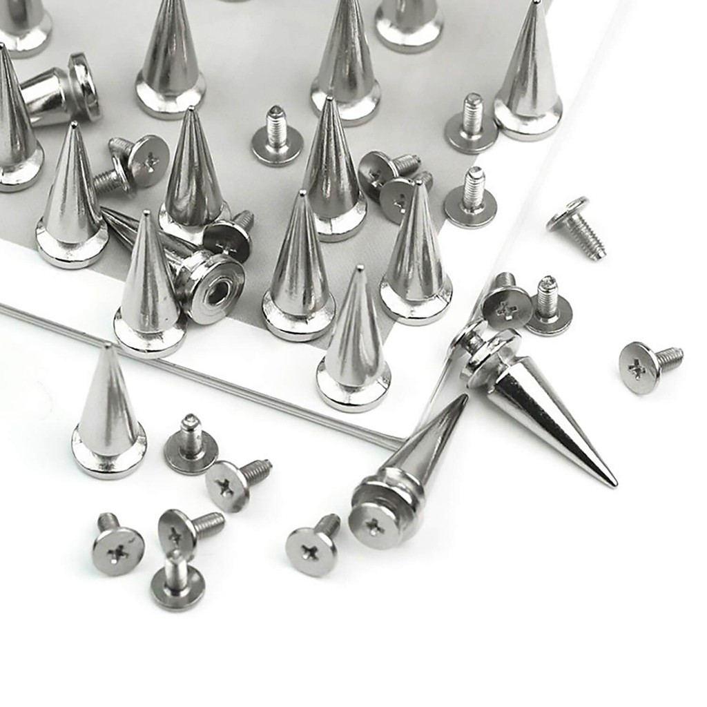 10 pieces หมุดกรวยพร้อมสกรู สีเงิน DIY 10x26 มม.x7 มม. รูปที่ 2