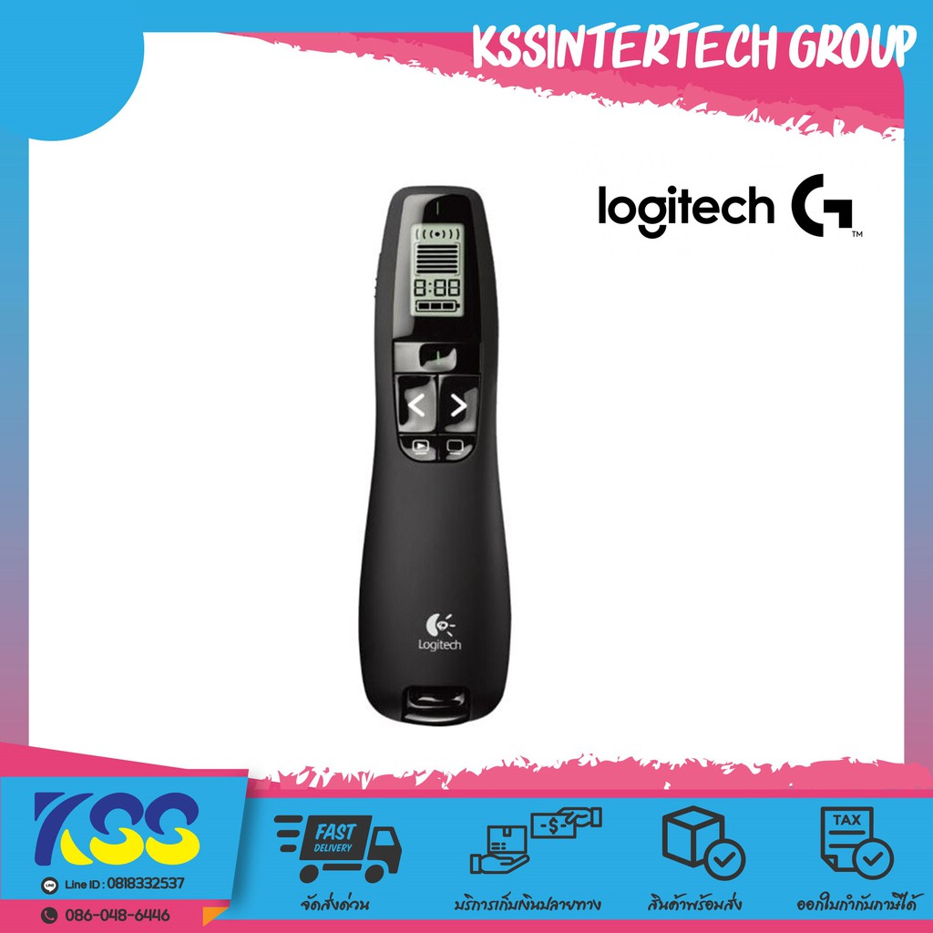 Logitech R800 Wireless Presenter Laser Pointer - Black (สีดำ) ประกันศูนย์ 3ปี ของแท้