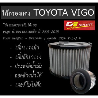 กรองอากาศรถยนต์เเบบเเสตนเลส d1sport Toyota Vigo วีโก้ 2005-2014