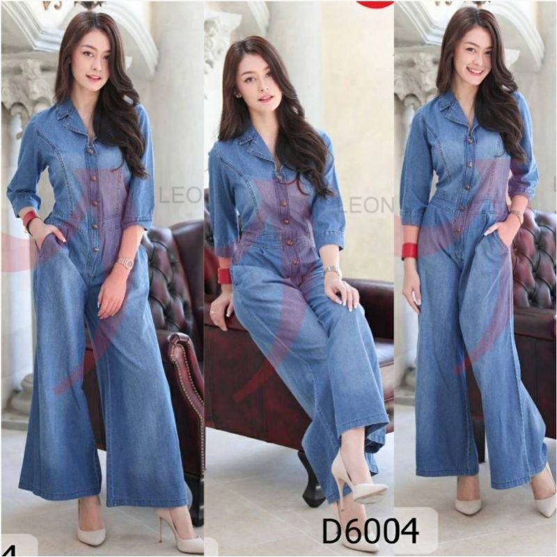 จั้มสูทยีนส์ขายาว ดีเทลสวยหวาน งานยีนส์แท้ เนื้อยีนส์นิ่ม ใส่สบายมากๆเลยจร้า รหัส D6004