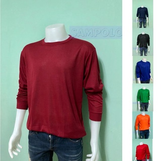 เสื้อยืดคอกลมแขนยาว สีพื้น ผ้าโพลีเอสเตอร์ (มี 11 สี ฟรีไซส์) พร้อมส่ง