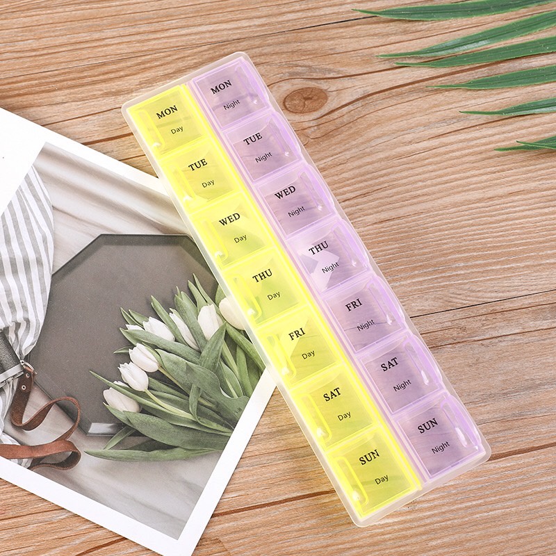 ตลับใส่ยา 7วัน 14ช่อง กล่องใส่ยา ตลับแบ่งยา