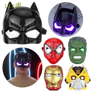 Lily Kids Halloween Party Cartoon Mask Prank Luminous LED Spiderman Hulk Batman Face Mask Cosplay Toy