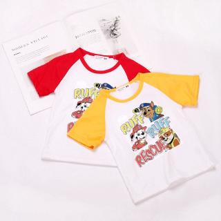 Paw Patrol เด็กทารก 6 สีเสื้อผ้าเด็กผ้าฝ้ายแขนสั้นเสื้อยืดระบายอากาศด้านบน