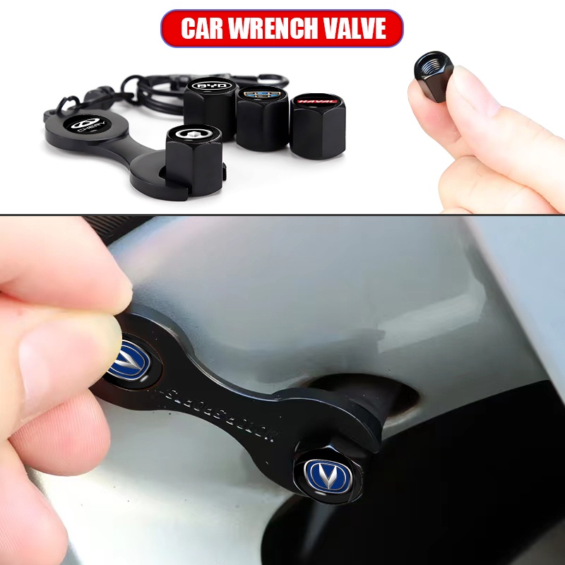 1pc Wrench Keychain and Car Tire Valve Cap for MG 3 5 6 7 GT GS Hector HS ZS ZX EZS EHS 3SW MG3 X-Cr