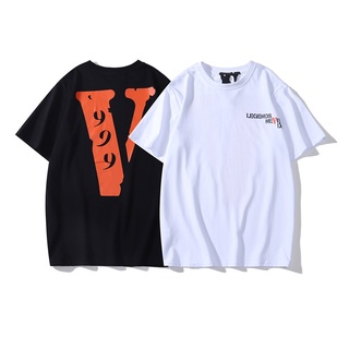 เสื้อยืดแขนสั้น คอวี ผ้าฝ้าย พิมพ์ลาย VLONE สีส้ม เข้ากับทุกการแต่งกาย สไตล์สตรีท แฟชั่นสําหรับผู้ชาย และผู้หญิง 999 S-5